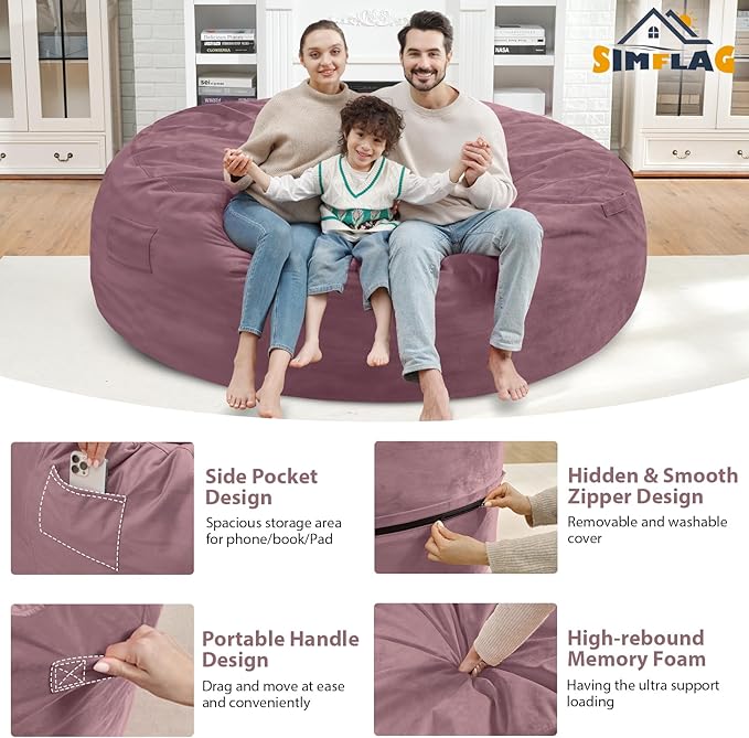7FT Bean Bag Chair, Large Bean Bag Chairs - Image 4