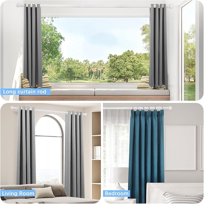 Curtain Rods for Windows 16 to 150 Inches, Curtain Rod Max Adjustable Length of - Image 6