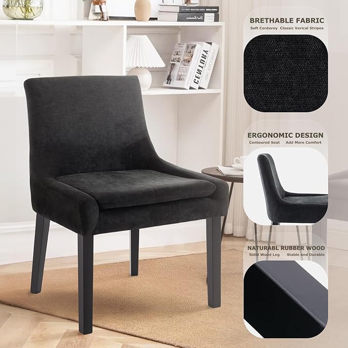 COLAMY Modern Dining Chairs Set of 4, Upholstered Corduroy Accent Side Leisure - Image 6