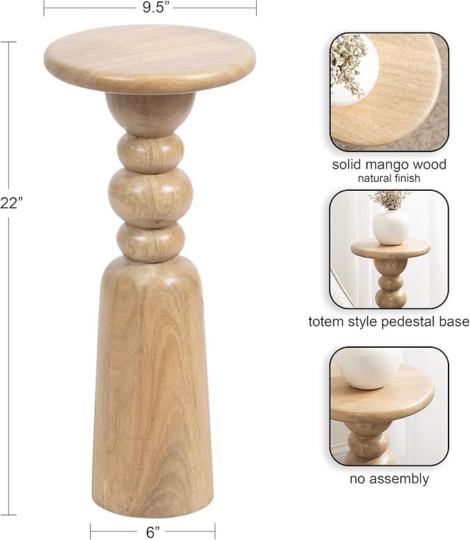 Kate and Laurel Tirollo Modern Round Drink Table; 10 x 10 x 22; Natural Wood; - Image 3