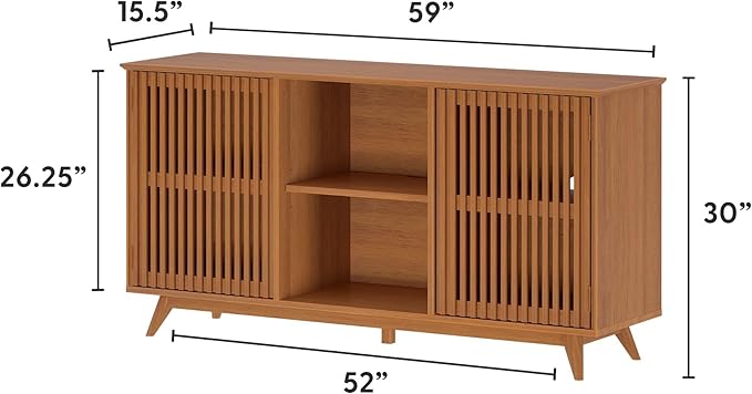 Plank+Beam Mid-Century Modern Wood TV Stand, Solid Wood Entertainment Console - Image 2