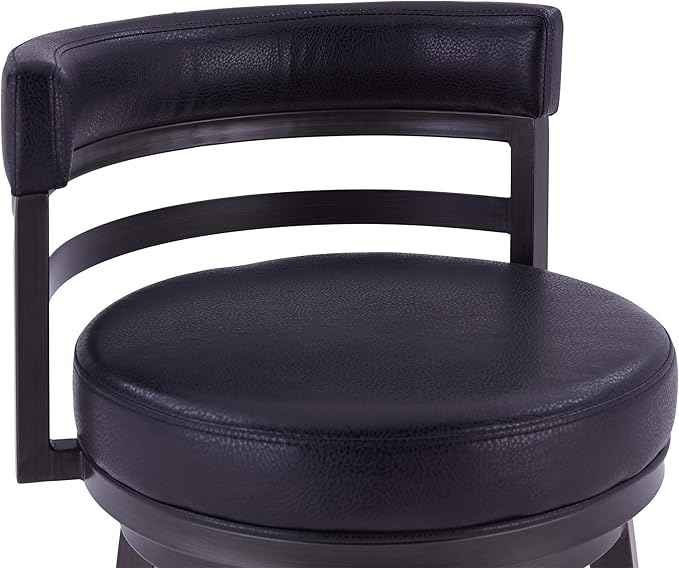 Armen Living Madrid 26" Counter Height Swivel Barstool in Ford Black Faux - Image 7