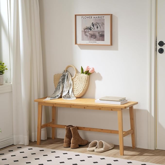 HOOBRO 39.3'' Bamboo Dining Bench, Farmhouse Table Bench, Kitchen & Living Room - Image 7