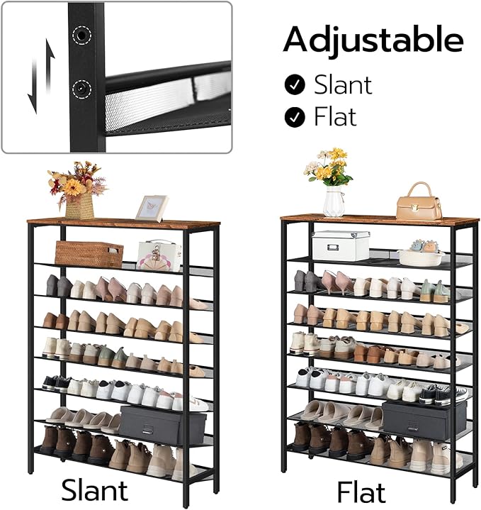 HOOBRO 8 Tier Shoe Rack, 39.4"L Shoe Shelf, Large Capacity Shoe Storage - Image 6