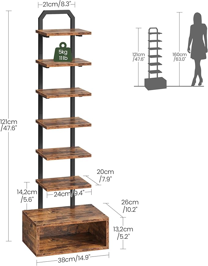 8-Tier Bookshelf, LED Bookcase - Image 2