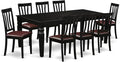East West Furniture LGAN9-BLK-LC 9 Piece Dining Table Set Includes a Rectangle by EastWestFurniture