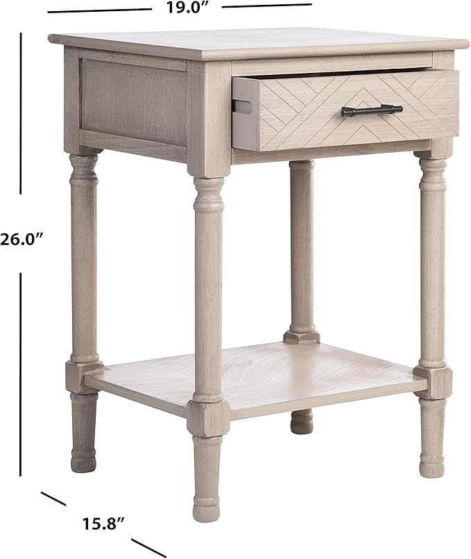 SAFAVIEH Home Collection Peyton Greige 1-Drawer Lower Shelf Accent Table - Image 3