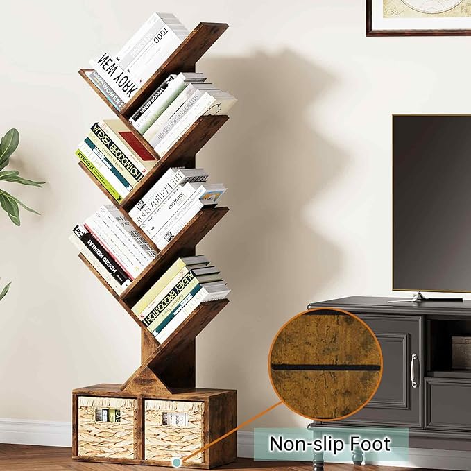 Vagusicc 6 Tier Tree Bookshelf, Small Bookcase - Image 6