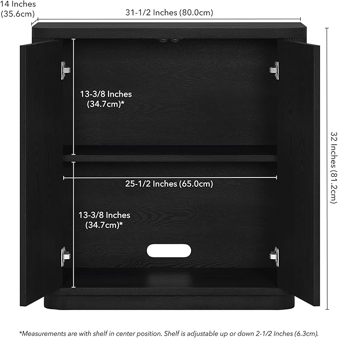 Henn&Hart 32" Wide Rectangular Accent Cabinet in Natural Black, - Image 3