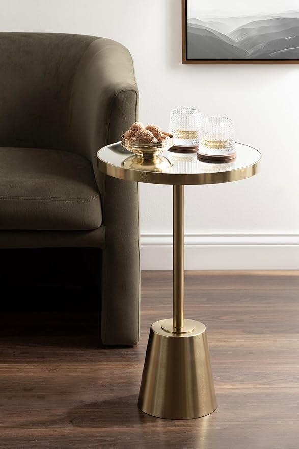Kate and Laurel Tira Elegant Round Mirrored Side Table, Modern Glam Circle End - Image 2