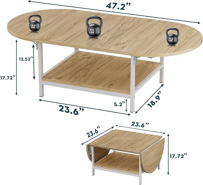SAYGOER Modern Coffee Table 2-Tier Extended Coffee Tables - Image 2