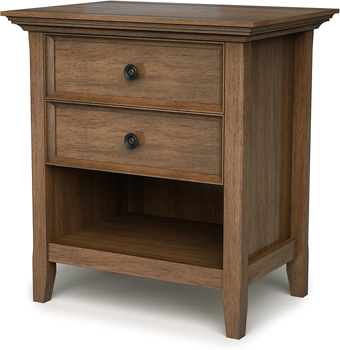 SIMPLIHOME Amherst SOLID WOOD 24 inch Wide Transitional Bedside Nightstand - Image 7