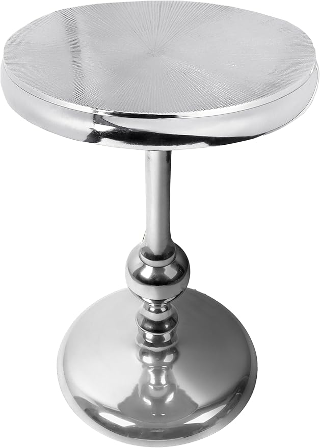 CLEENTABLE Pedestal Round Side Table- Lightweight Metal Table by CLEENTABLE