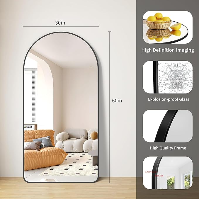 FORBATH Large Arched Wall Mirror 60x30 Inch, Living Room, Home Decor, Hanging - Image 7