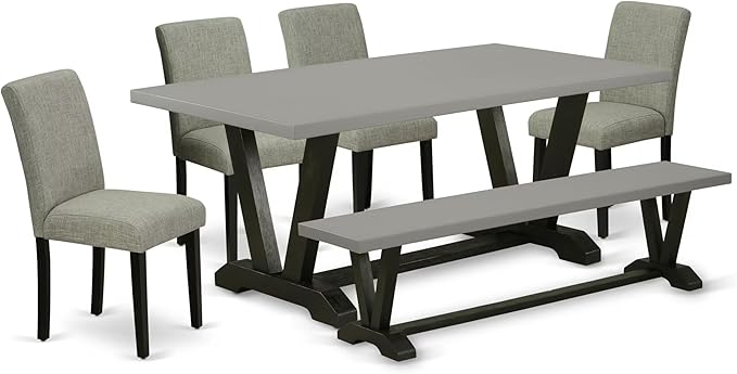 East West Furniture V697AB106-6 6 Piece Dinette Set Contains a Rectangle Dining by EastWestFurniture