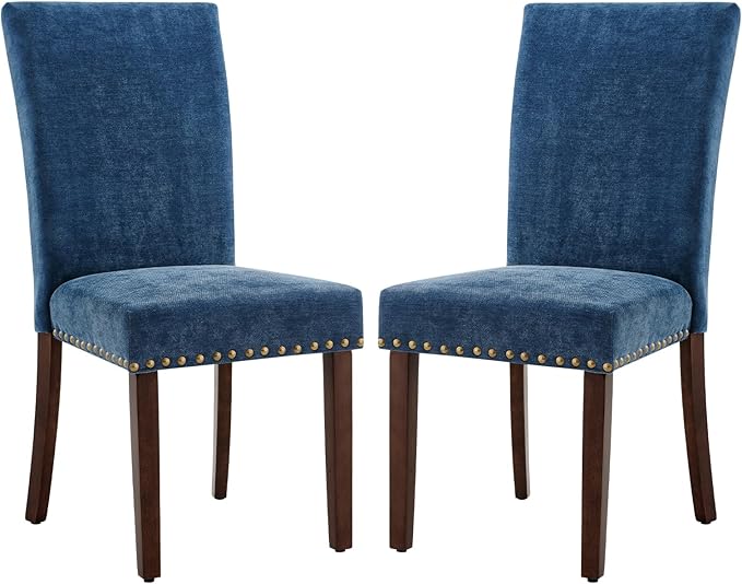 COLAMY Upholstered Parsons Dining Chairs Set of 4, Fabric Dining Room Kitchen by COLAMYINC