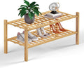 Haddockway 2 Tier Bamboo Shoe Rack Storage Organizer, Small Space 27"x11"x13" by Haddockway