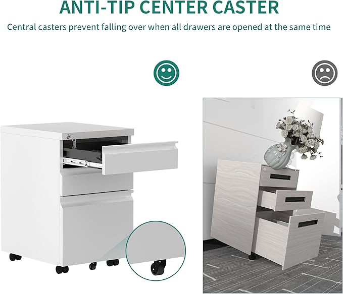 YITAHOME 3-Drawer Mobile File Cabinet - Image 6