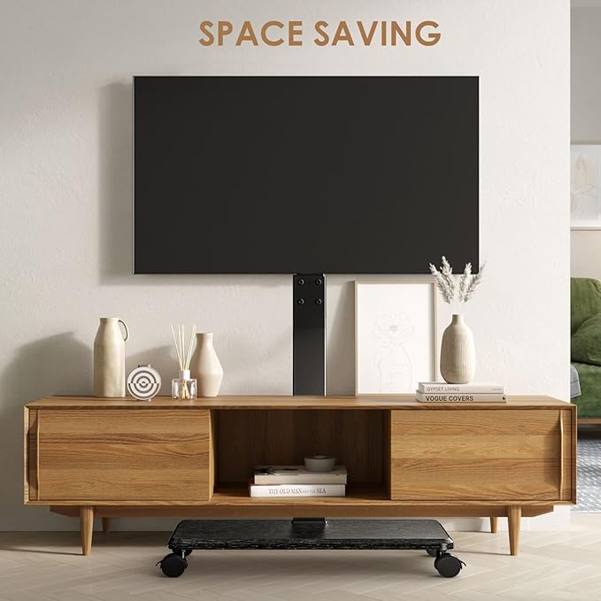 Rolling TV Stand with Power Outlet, Swivel Mobile Portable TV Cart - Image 8