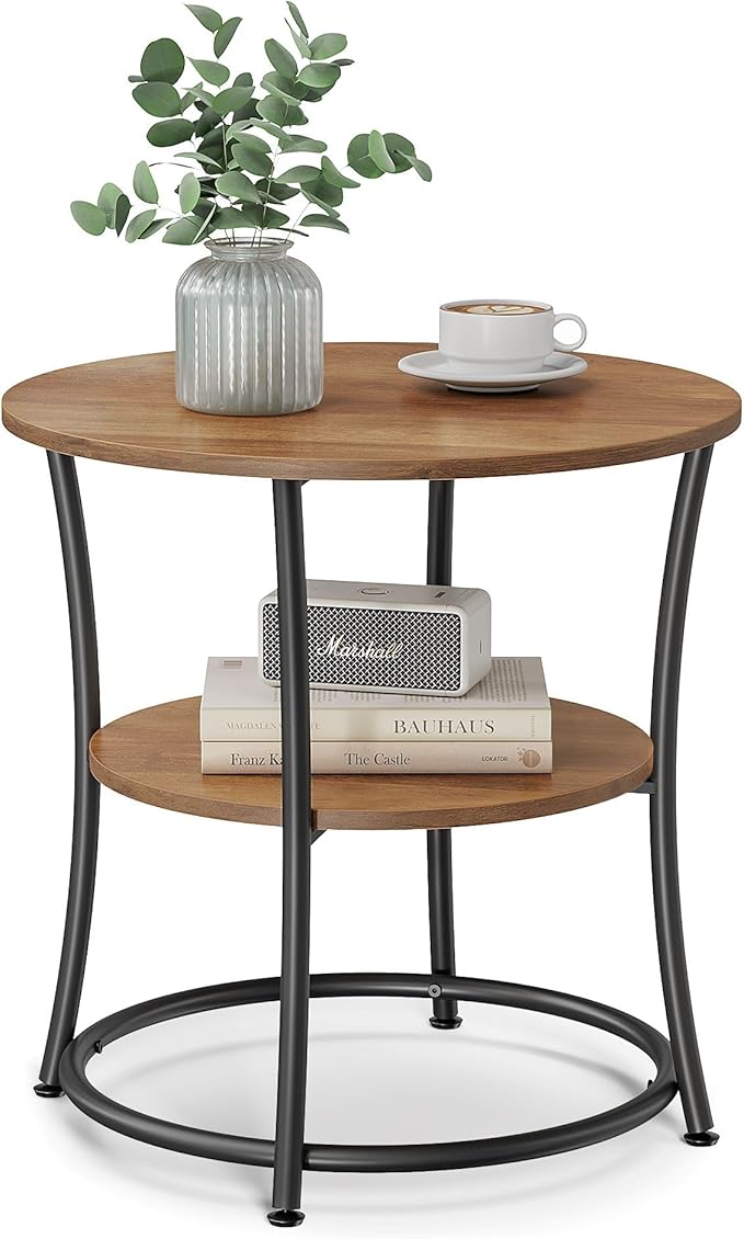 VASAGLE Side Table, 2-Tier Round End Table, Nightstand by VASAGLEbySONGMICSHOME