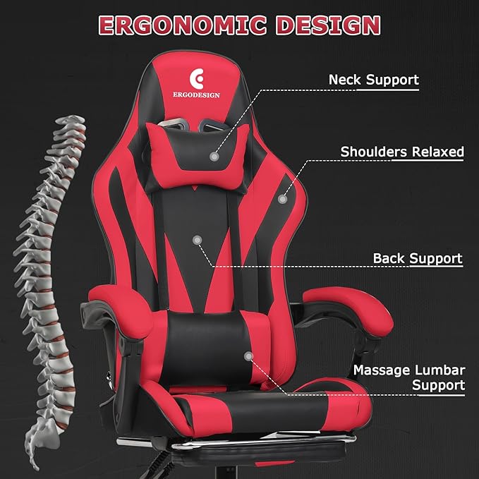 Gaming Chair with Linkage Armrest & Footrest, High Back Video Gaming Chair - Image 4