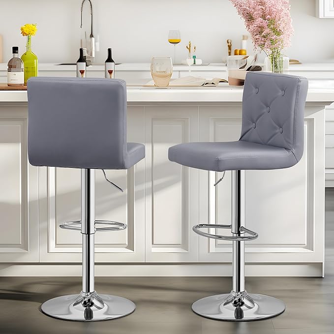 VECELO Adjustable Bar Stools Set of 2, Bar Height Stools by VECELO