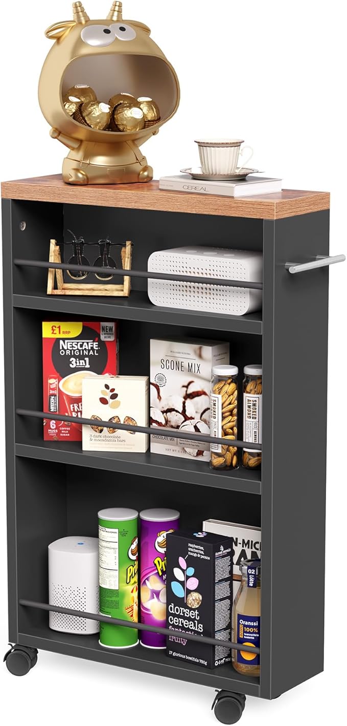 LITTLE TREE Slim Rolling Storage Cart, 3 Tier Snack Cart by LITTLETREE