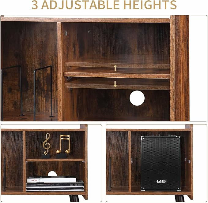 Record Player Stand with Vinyl Record Storage, Mid-Century Turntable Stand - Image 6