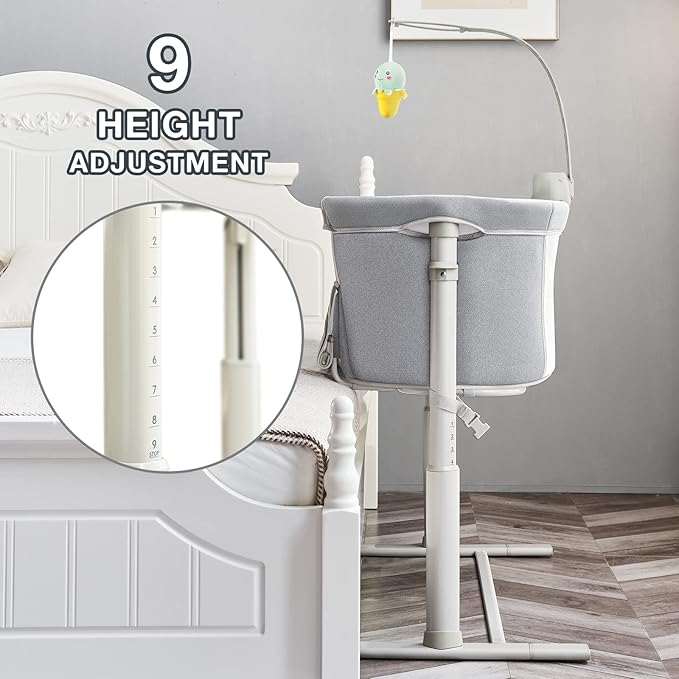 RONBEI Baby Bassinet Bedside Sleeper, Height Adjustable Bedside Bassinet - Image 3