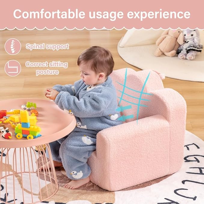 Tiita Kids Couch Sherpa Toddler Chair, Cloud-Like Comfy Kids Sofa Toddler - Image 5