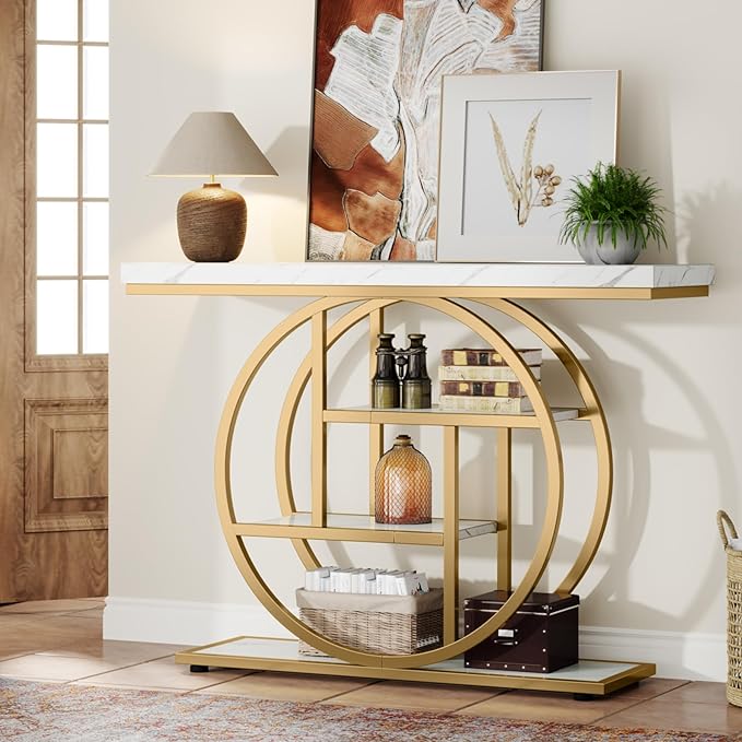 Tribesigns 41.3" Console Table, Industrial 4-Tier Sofa Entryway Table - Image 4
