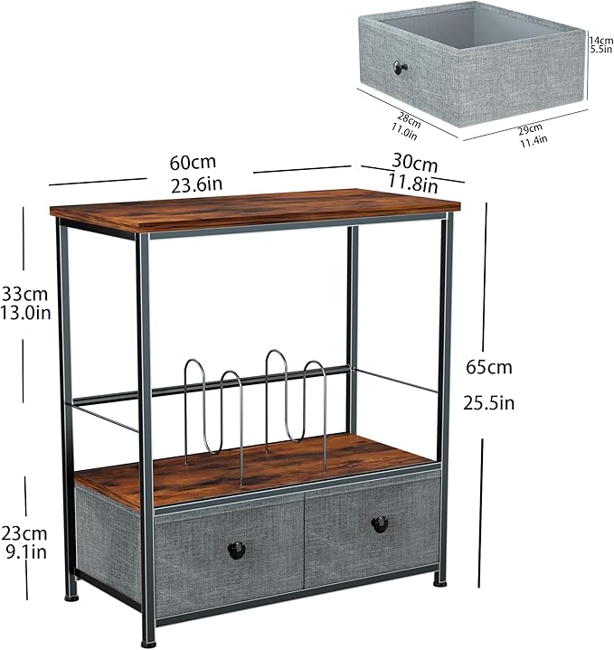 Record Player Stand with Vinyl Storage, 2-Tier Record Shelf Table with Fabric - Image 3