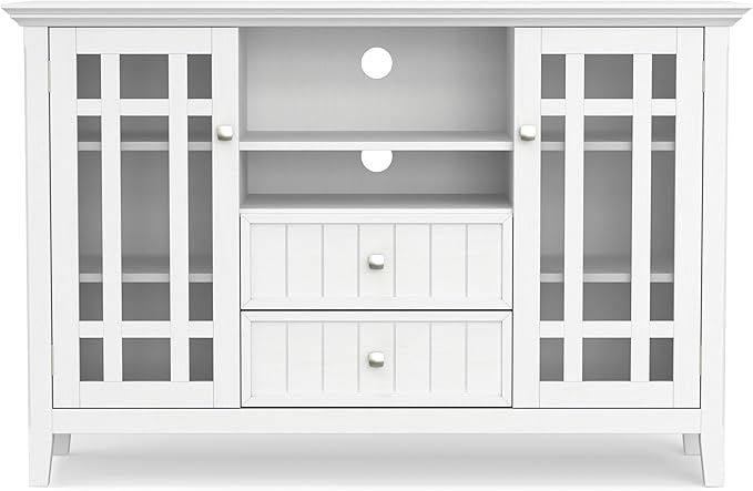 SIMPLIHOME Bedford SOLID WOOD 53 inch Wide Transitional TV Media Stand in White - Image 6
