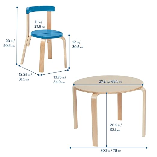 ECR4Kids Bentwood Round Table and Curved Back Chair Set, Kids Furniture - Image 2