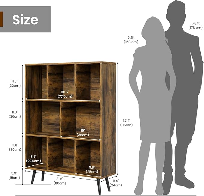 Bookshelf, 3-Tier 8 Cube Open Wooden Book Shelf - Image 2