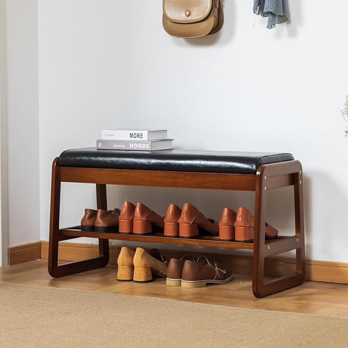 latifolia Shoe Rack Bench, Entryway Shoe Bench - Image 2