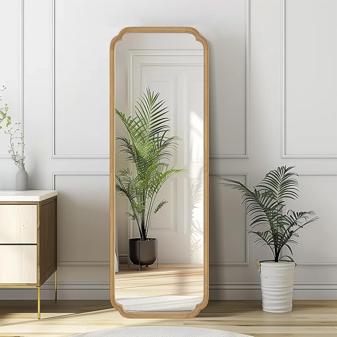 WallBeyond Full Length Mirror Wall Mounted 65"x22", Rustic Wooden Frame Floor - Image 5