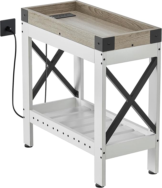 Narrow Side Table, Farmhouse End Table by Zexvida