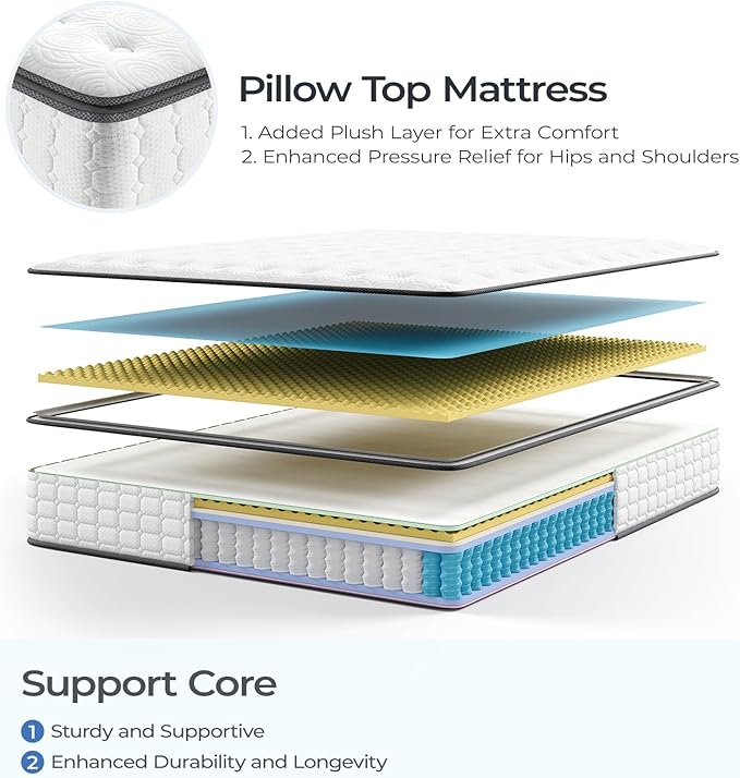 Vesgantti Twin Mattress, 10 Inch Hybrid Twin Size Mattress in a Box, Single Bed - Image 5