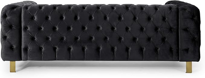 Merax Comfy 3-seat Sofa with Tufted Back and Arm and Gold Iron Legs, Modern - Image 5