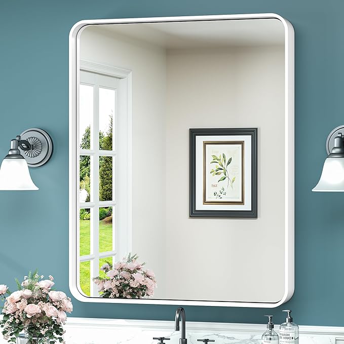 TokeShimi 24 x 32 Inch White Mirror Wall Mirror by RefinedBathroomAccessories