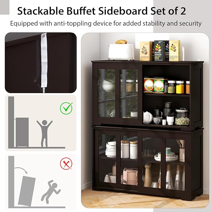 Costzon 2-Pack Wooden Kitchen Storage Cabinet - Image 6