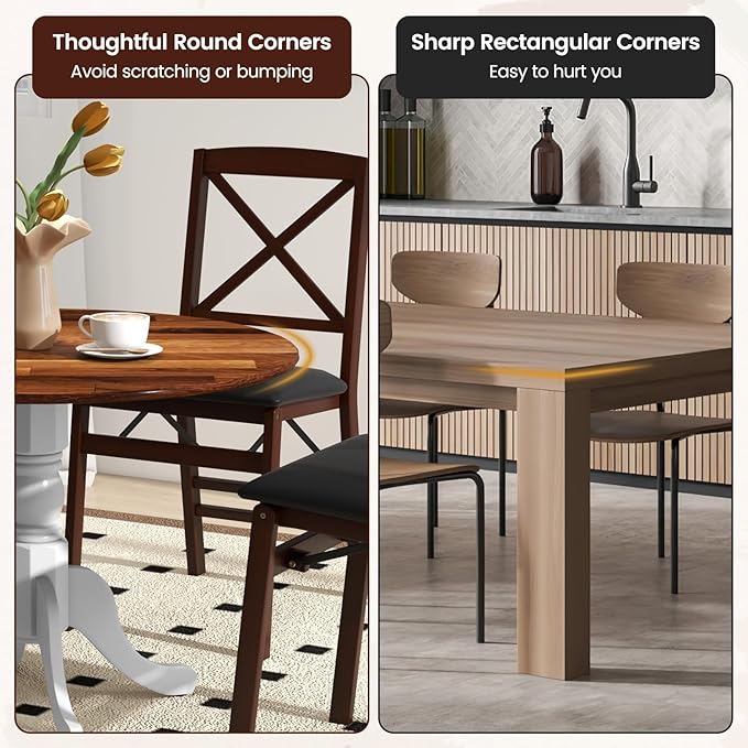 COSTWAY Round Dining Table for 4, 39 inch Kitchen Table - Image 6
