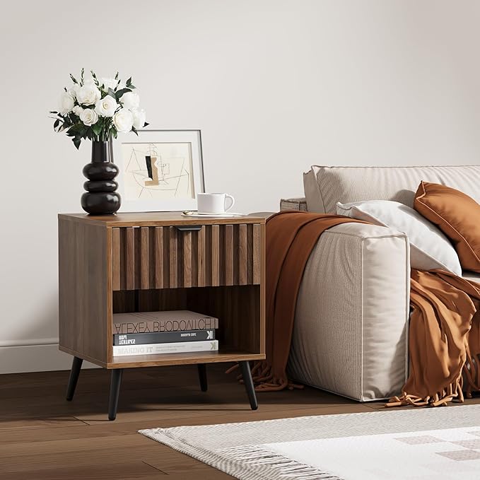 Nightstands, Walnut Fluted Night Stand, Mid Century Modern Nightstand, Bedside - Image 5