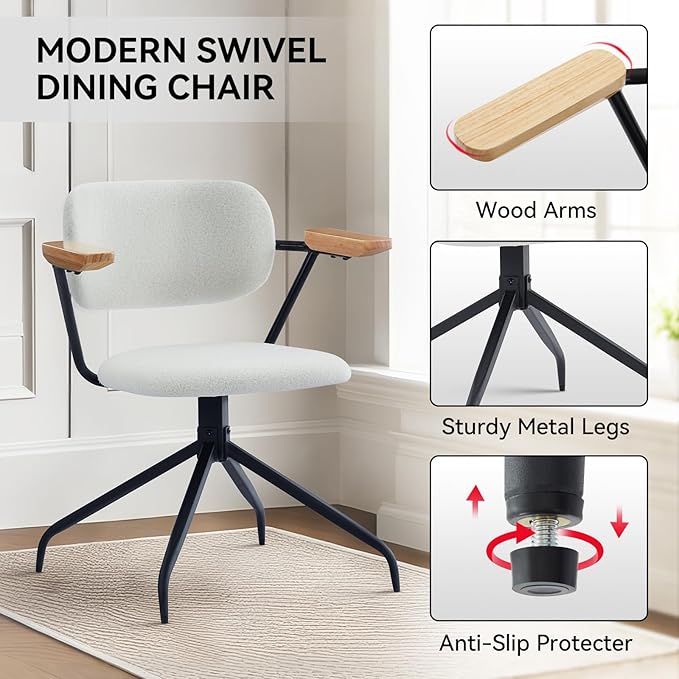 Modern Swivel Dining Chairs Set of 2 - Image 3