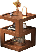 Nightstand Bedside Table with 3-Tier Storage, Modern Solid Rubberwood End Side by Unknown