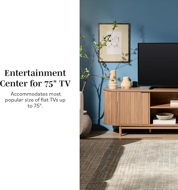 Walker Edison Modern Curved Reeded TV Stand - Image 3