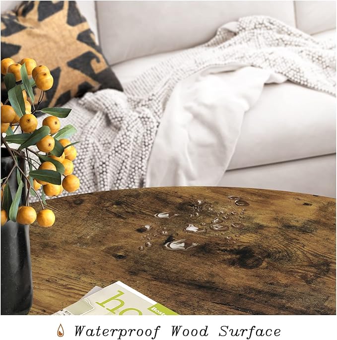 Small Round Coffee Table for Small Space, 23.5" 2-Tier Rustic Brown Wooden - Image 8