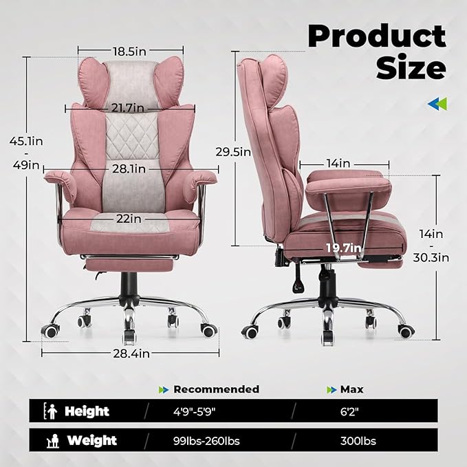 COMHOMA Big and Tall Office Chair, High Back Leather Gaming Chair - Image 2