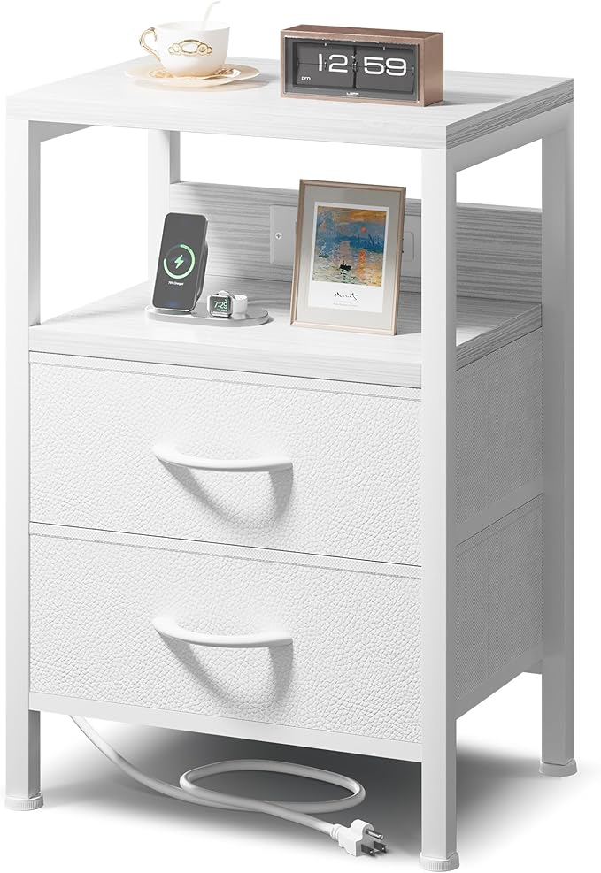 NightStand Bedside Charging Table Bedroom by Lazzanto